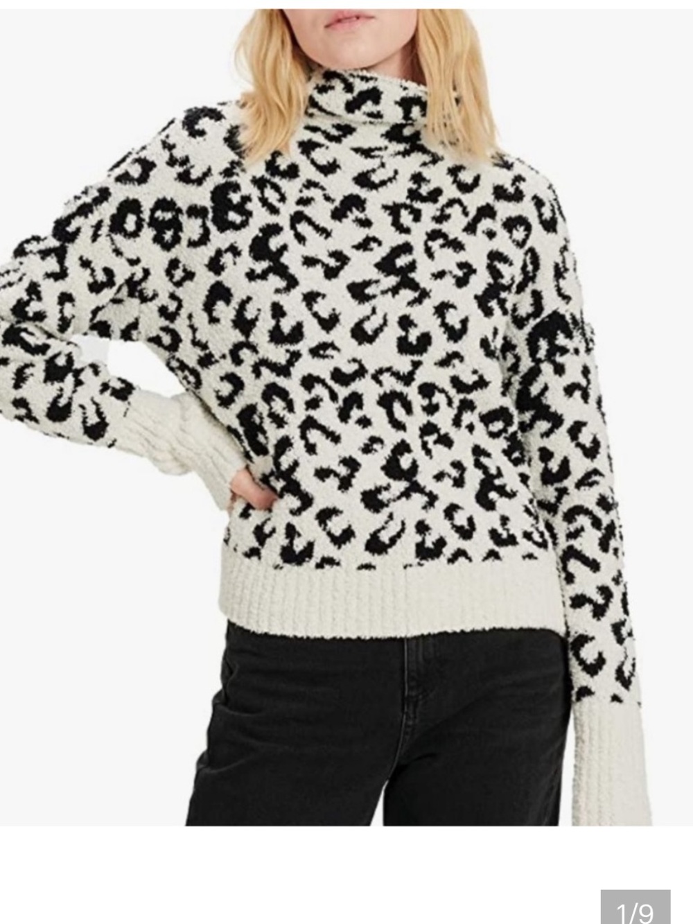 UGG Black & White Leopard-Print Turtleneck Sweater